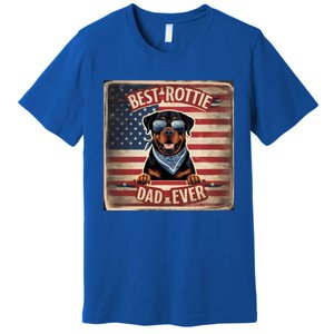 Best Rottie Dad Ever Rottweiler American Flag For Dad Gift Premium T-Shirt