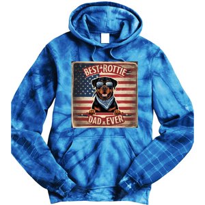 Best Rottie Dad Ever Rottweiler American Flag For Dad Gift Tie Dye Hoodie