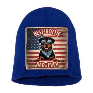 Best Rottie Dad Ever Rottweiler American Flag For Dad Gift Short Acrylic Beanie