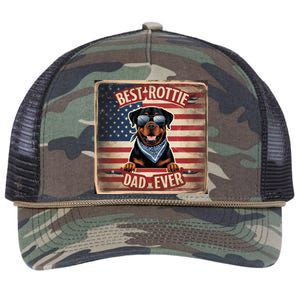 Best Rottie Dad Ever Rottweiler American Flag For Dad Gift Retro Rope Trucker Hat Cap