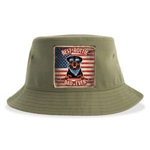 Best Rottie Dad Ever Rottweiler American Flag For Dad Gift Sustainable Bucket Hat