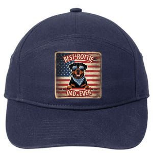 Best Rottie Dad Ever Rottweiler American Flag For Dad Gift 7-Panel Snapback Hat