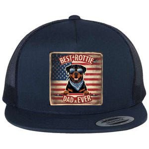 Best Rottie Dad Ever Rottweiler American Flag For Dad Gift Flat Bill Trucker Hat