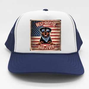 Best Rottie Dad Ever Rottweiler American Flag For Dad Gift Trucker Hat