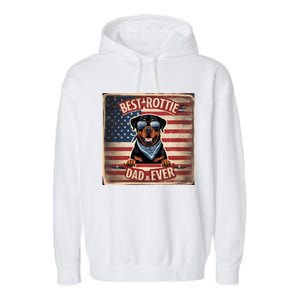 Best Rottie Dad Ever Rottweiler American Flag For Dad Gift Garment-Dyed Fleece Hoodie