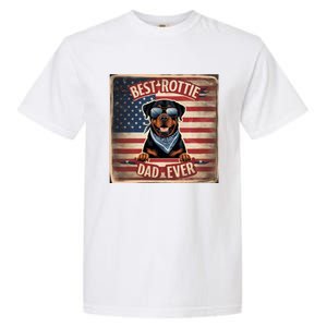 Best Rottie Dad Ever Rottweiler American Flag For Dad Gift Garment-Dyed Heavyweight T-Shirt