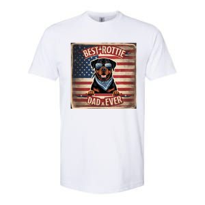 Best Rottie Dad Ever Rottweiler American Flag For Dad Gift Softstyle CVC T-Shirt