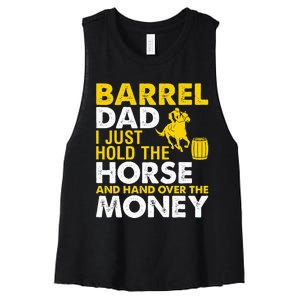 Barrel Racing Dad I Just Hold The Horse Equestrian Novelty Women's Racerback Cropped Tank