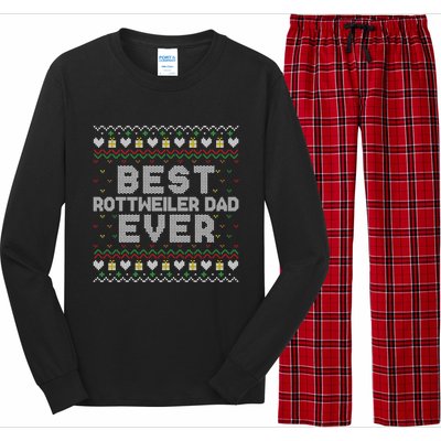 Best Rottweiler Dad Ever Family Matching Ugly Xmas Sweaters Cool Gift Long Sleeve Pajama Set