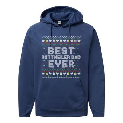 Best Rottweiler Dad Ever Family Matching Ugly Xmas Sweaters Cool Gift Performance Fleece Hoodie