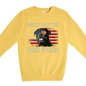 Best Rottie Dad Ever Rottweiler American Flag Gift Premium Crewneck Sweatshirt