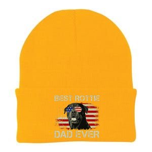 Best Rottie Dad Ever Rottweiler American Flag Gift Knit Cap Winter Beanie