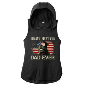 Best Rottie Dad Ever Rottweiler American Flag Gift Ladies PosiCharge Tri-Blend Wicking Draft Hoodie Tank