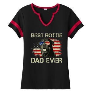 Best Rottie Dad Ever Rottweiler American Flag Gift Ladies Halftime Notch Neck Tee