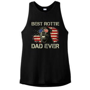 Best Rottie Dad Ever Rottweiler American Flag Gift Ladies PosiCharge Tri-Blend Wicking Tank