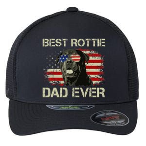 Best Rottie Dad Ever Rottweiler American Flag Gift Flexfit Unipanel Trucker Cap