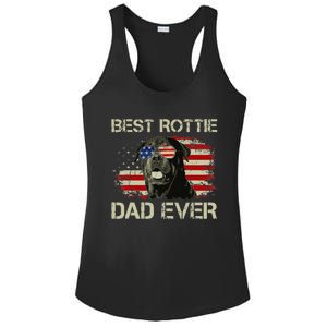 Best Rottie Dad Ever Rottweiler American Flag Gift Ladies PosiCharge Competitor Racerback Tank