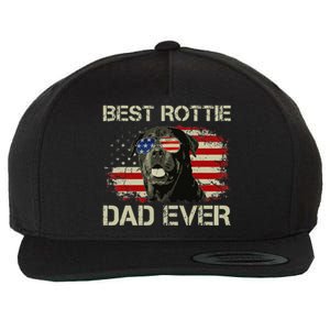 Best Rottie Dad Ever Rottweiler American Flag Gift Wool Snapback Cap