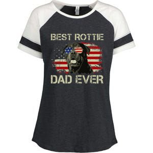 Best Rottie Dad Ever Rottweiler American Flag Gift Enza Ladies Jersey Colorblock Tee