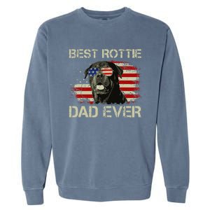 Best Rottie Dad Ever Rottweiler American Flag Gift Garment-Dyed Sweatshirt