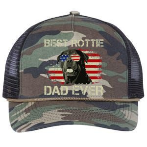 Best Rottie Dad Ever Rottweiler American Flag Gift Retro Rope Trucker Hat Cap