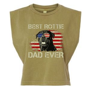 Best Rottie Dad Ever Rottweiler American Flag Gift Garment-Dyed Women's Muscle Tee