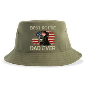 Best Rottie Dad Ever Rottweiler American Flag Gift Sustainable Bucket Hat