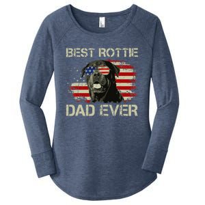 Best Rottie Dad Ever Rottweiler American Flag Gift Women's Perfect Tri Tunic Long Sleeve Shirt