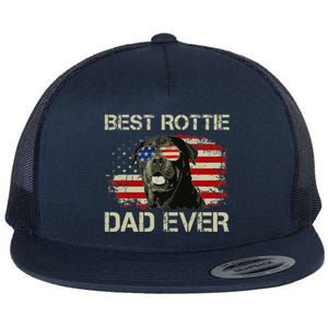 Best Rottie Dad Ever Rottweiler American Flag Gift Flat Bill Trucker Hat