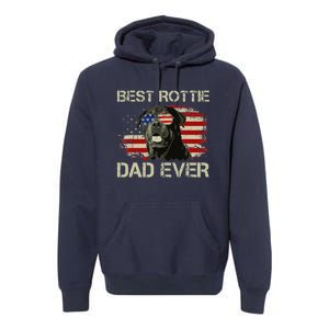 Best Rottie Dad Ever Rottweiler American Flag Gift Premium Hoodie