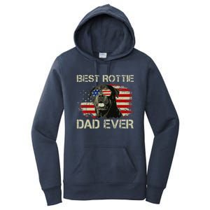 Best Rottie Dad Ever Rottweiler American Flag Gift Women's Pullover Hoodie