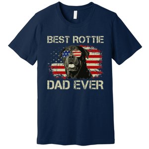 Best Rottie Dad Ever Rottweiler American Flag Gift Premium T-Shirt