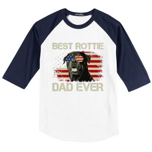 Best Rottie Dad Ever Rottweiler American Flag Gift Baseball Sleeve Shirt