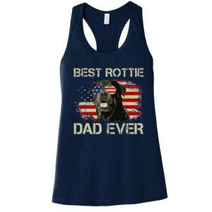 Best Rottie Dad Ever Rottweiler American Flag Gift Women's Racerback Tank