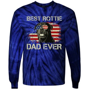 Best Rottie Dad Ever Rottweiler American Flag Gift Tie-Dye Long Sleeve Shirt