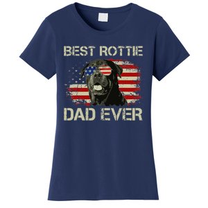 Best Rottie Dad Ever Rottweiler American Flag Gift Women's T-Shirt