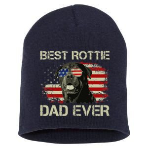 Best Rottie Dad Ever Rottweiler American Flag Gift Short Acrylic Beanie