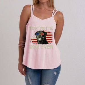 Best Rottie Dad Ever Rottweiler American Flag Gift Women's Strappy Tank