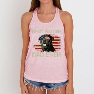 Best Rottie Dad Ever Rottweiler American Flag Gift Women's Knotted Racerback Tank