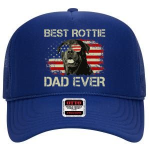 Best Rottie Dad Ever Rottweiler American Flag Gift High Crown Mesh Back Trucker Hat