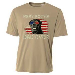 Best Rottie Dad Ever Rottweiler American Flag Gift Cooling Performance Crew T-Shirt