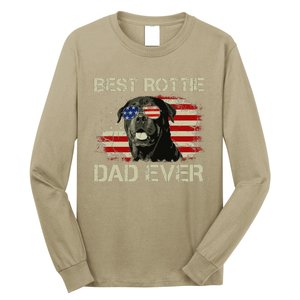 Best Rottie Dad Ever Rottweiler American Flag Gift Long Sleeve Shirt