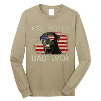 Best Rottie Dad Ever Rottweiler American Flag Gift Long Sleeve Shirt