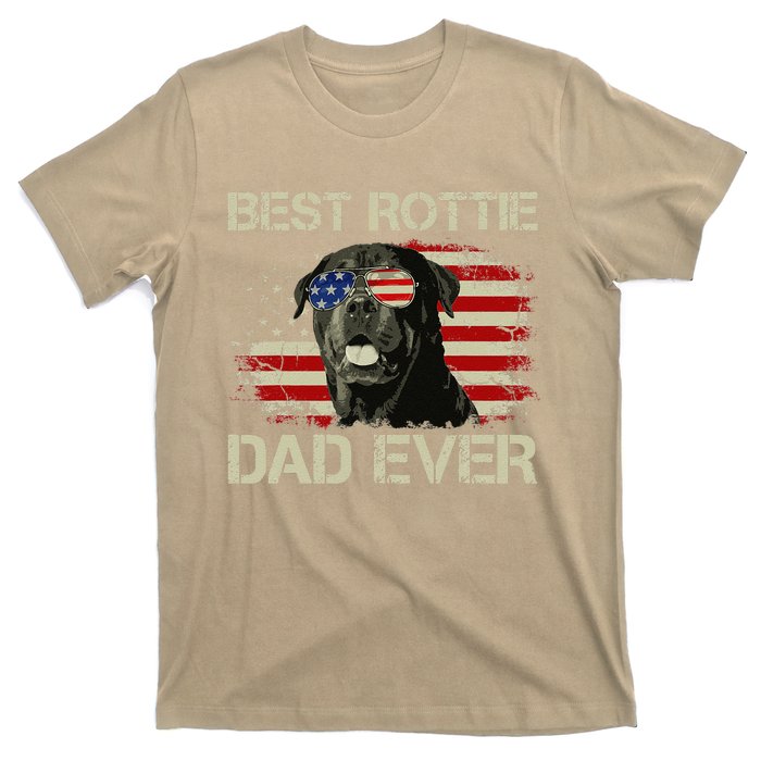 Best Rottie Dad Ever Rottweiler American Flag Gift T-Shirt