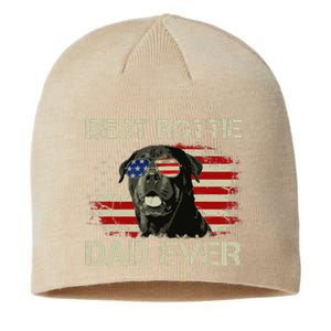 Best Rottie Dad Ever Rottweiler American Flag Gift Sustainable Beanie