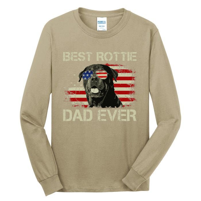 Best Rottie Dad Ever Rottweiler American Flag Gift Tall Long Sleeve T-Shirt