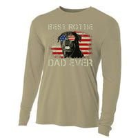 Best Rottie Dad Ever Rottweiler American Flag Gift Cooling Performance Long Sleeve Crew