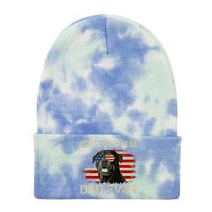 Best Rottie Dad Ever Rottweiler American Flag Gift Tie Dye 12in Knit Beanie