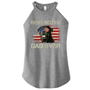 Best Rottie Dad Ever Rottweiler American Flag Gift Women's Perfect Tri Rocker Tank