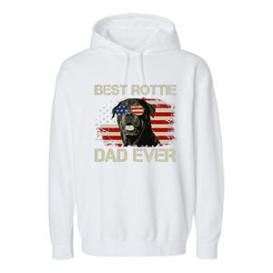 Best Rottie Dad Ever Rottweiler American Flag Gift Garment-Dyed Fleece Hoodie